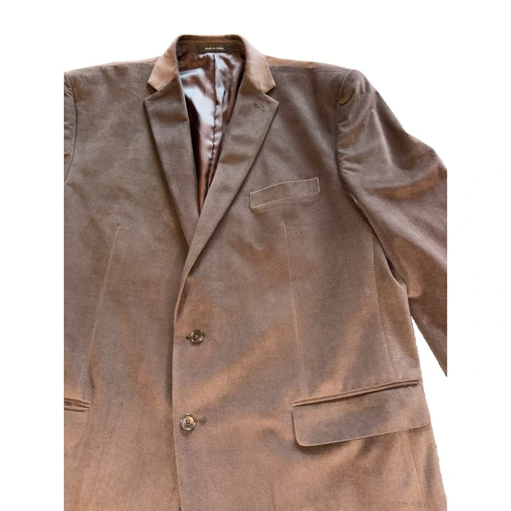 Vintage Calvin Klein Mens Brown Microfiber Soft Sport Coat Blazer Jacket 46L